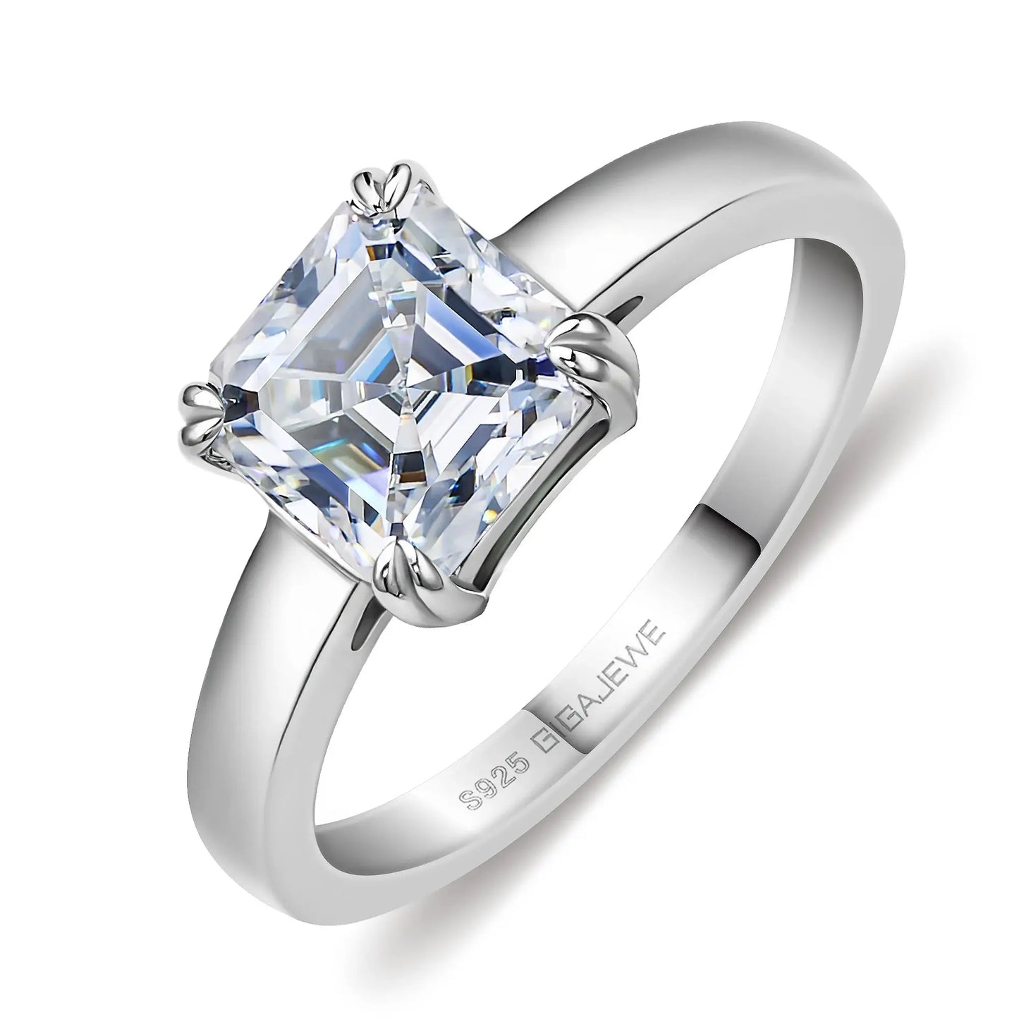 Asscher Cut Moissanite Solitaire Ring Moissanite Engagement Rings & Jewelry | Luxus Moissanite