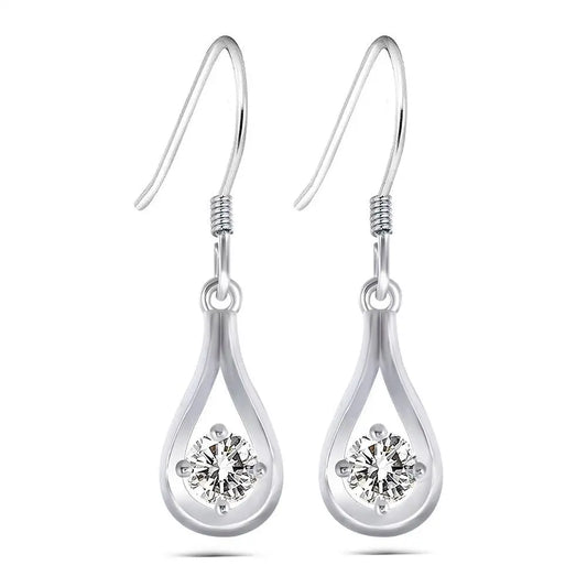 Drop / Dangle Moissanite Earrings Platinum Plated Silver 0.5ctw Moissanite Engagement Rings & Jewelry | Best Earrings Platinum | Luxus Moissanite