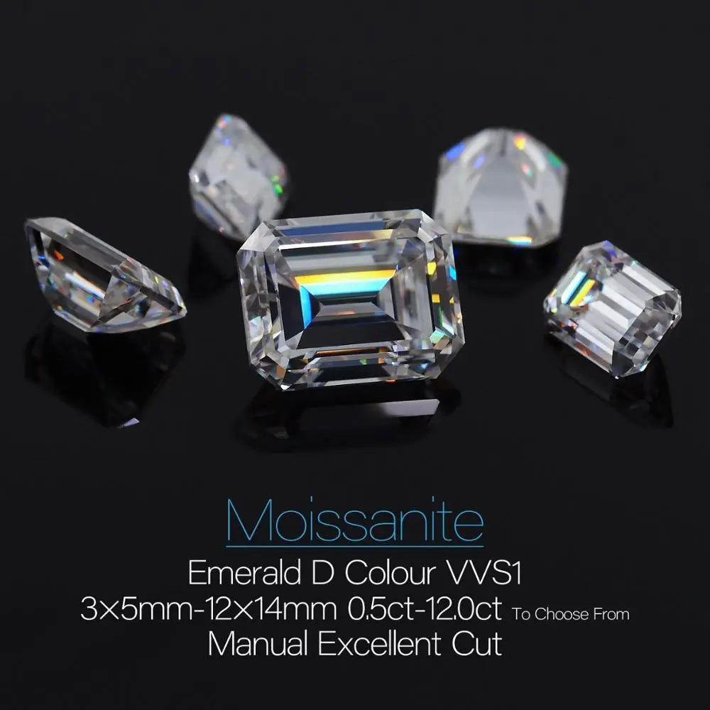 Emerald Cut Moissanite Loose Stones 3x5mm (0.5ct) - 12x14mm (12ct) options - DE Moissanite Engagement Rings & Jewelry | Luxus Moissanite | Emerald Cut Moissanite Loose Stones / Emerald Stone Loose