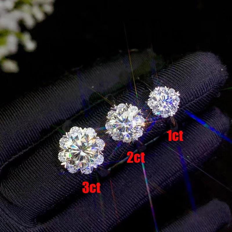 Halo Moissanite Engagement Ring, Silver Band 1 & 2 Carat Options Moissanite Engagement Rings & Jewelry | Luxus Moissanite
