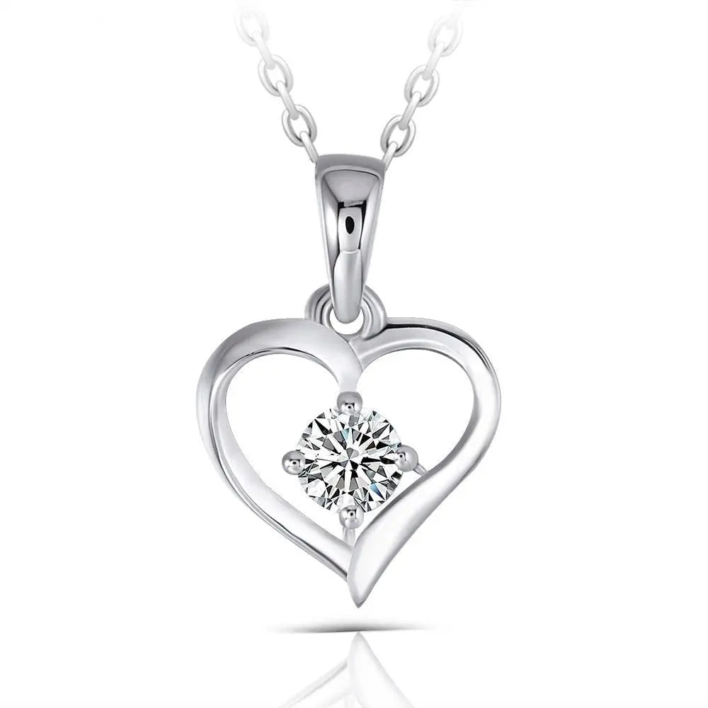 Moissanite Heart Necklace Platinum Plated Silver 0.3ct Moissanite Engagement Rings & Jewelry | Best Heart Necklace | Luxus Moissanite