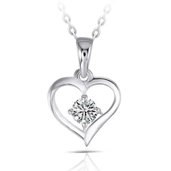Moissanite Heart Necklace Platinum Plated Silver 0.3ct Moissanite Engagement Rings & Jewelry | Luxus Moissanite