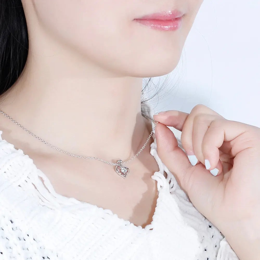 Moissanite Heart Necklace Platinum Plated Silver 0.3ct Moissanite Engagement Rings & Jewelry | Best Heart Necklace | Luxus Moissanite