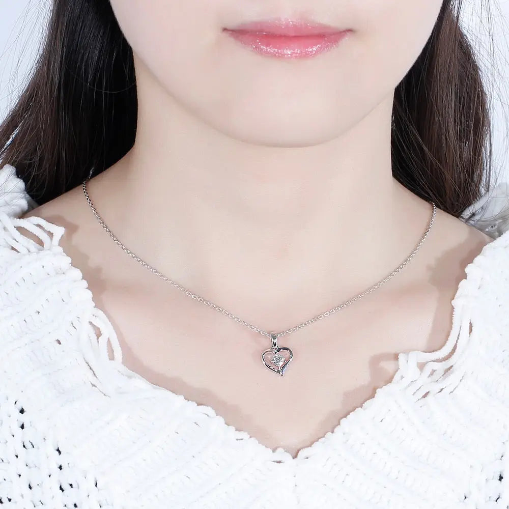 Moissanite Heart Necklace Platinum Plated Silver 0.3ct Moissanite Engagement Rings & Jewelry | Best Heart Necklace | Luxus Moissanite