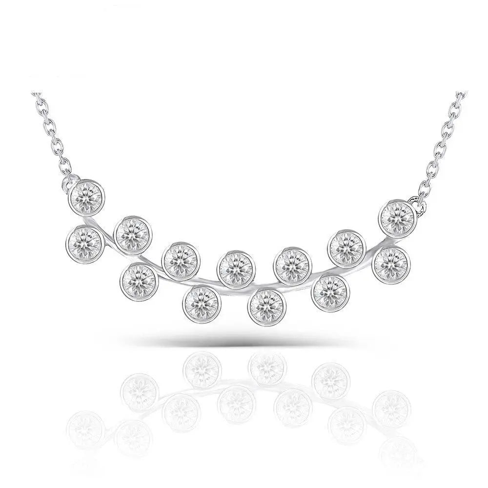 Moissanite Necklace Platinum Plated Silver 0.4ct Total Moissanite Engagement Rings & Jewelry | Luxus Moissanite | Fashionable Necklace