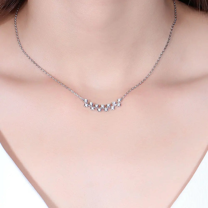 Moissanite Necklace Platinum Plated Silver 0.4ct Total Moissanite Engagement Rings & Jewelry | Luxus Moissanite
