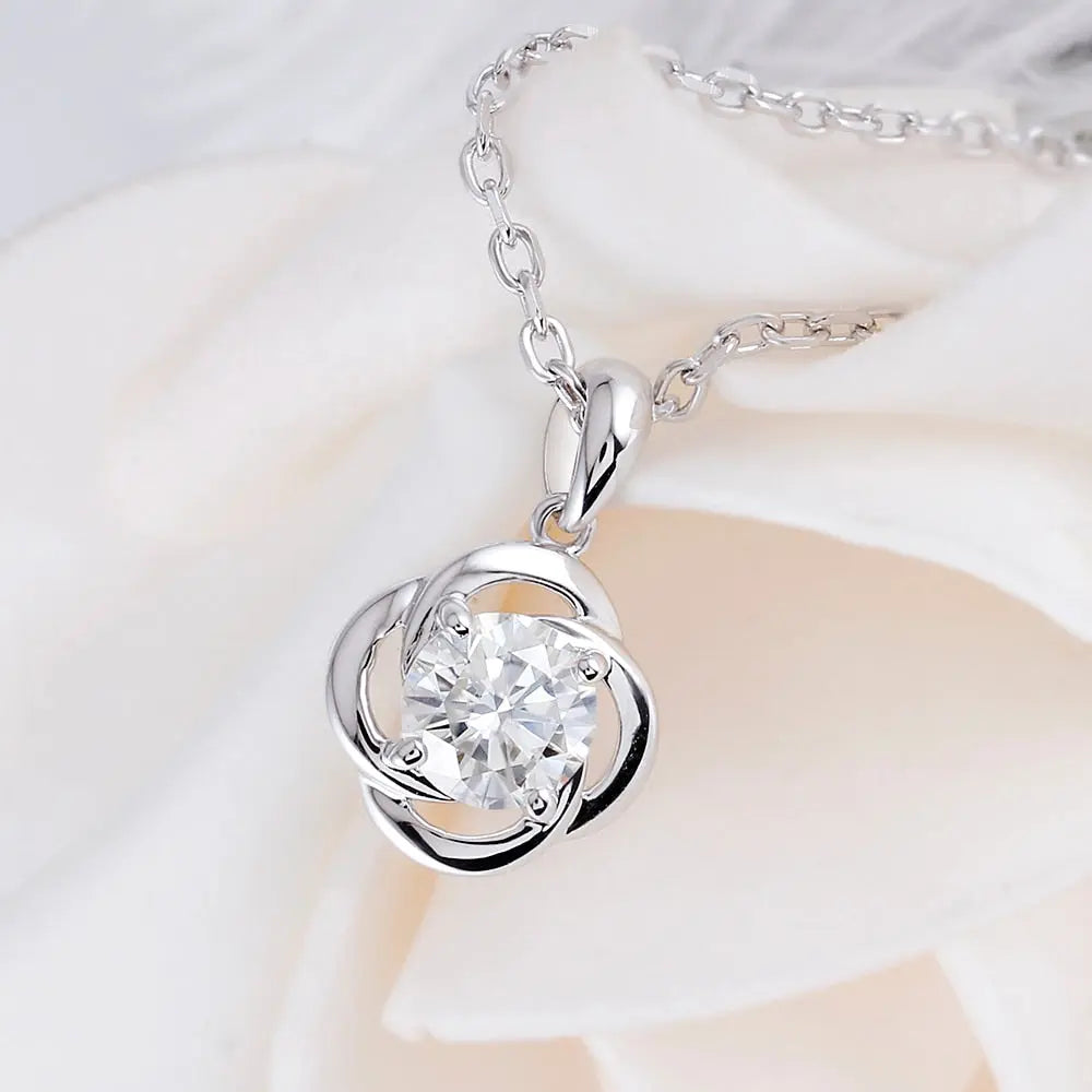 Moissanite Necklace Platinum Plated Silver 0.6ct Moissanite Engagement Rings & Jewelry | Moissanite Jewelry Necklaces | Luxus Moissanite