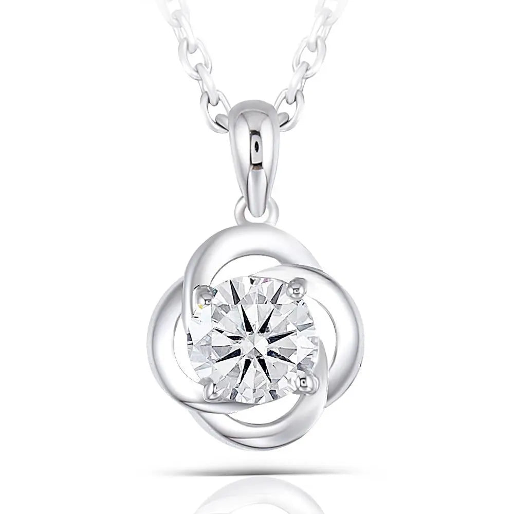 Moissanite Necklace Platinum Plated Silver 0.6ct Moissanite Engagement Rings & Jewelry | Moissanite Jewelry Necklaces | Luxus Moissanite 