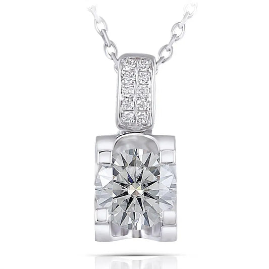 Moissanite Necklace Platinum Plated Silver 1.04ct Total Moissanite Engagement Rings & Jewelry | Beautiful Expensive Necklaces | Luxus Moissanite