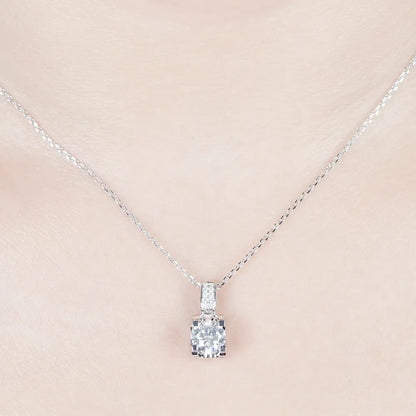 Moissanite Necklace Platinum Plated Silver 1.04ct Total Moissanite Engagement Rings & Jewelry | Beautiful Expensive Necklaces  | Luxus Moissanite