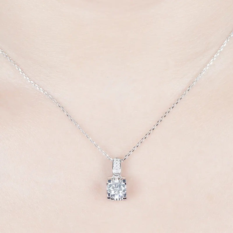 Moissanite Necklace Platinum Plated Silver 1.04ct Total Moissanite Engagement Rings & Jewelry | Luxus Moissanite