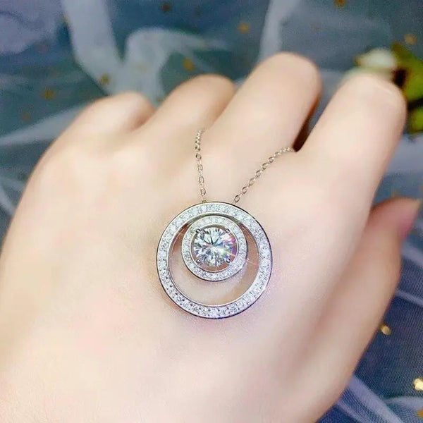 Platinum-Plated 1 Carat Moissanite Pendant Necklace