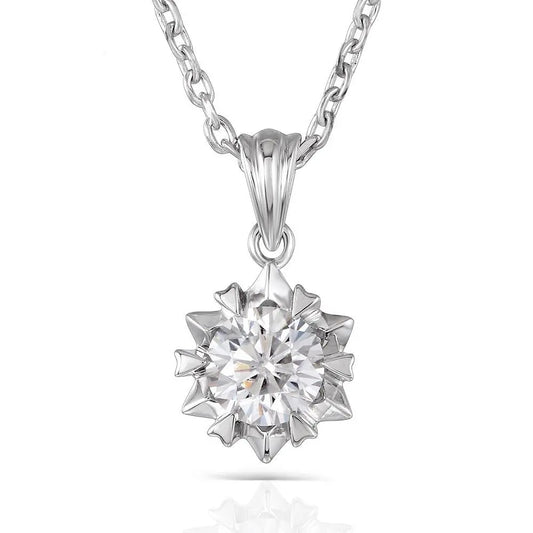 Moissanite Stylish Necklace Platinum Plated Silver 1ct Total Moissanite Engagement Rings & Jewelry | Luxus Moissanite