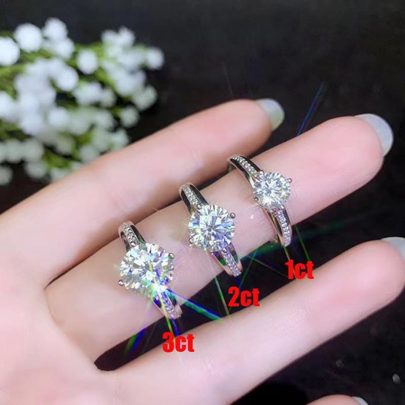 Moissanite Ring Platinum Plated Silver 1ct - 2ct Center Stone Options Moissanite Engagement Rings & Jewelry | Luxus Moissanite