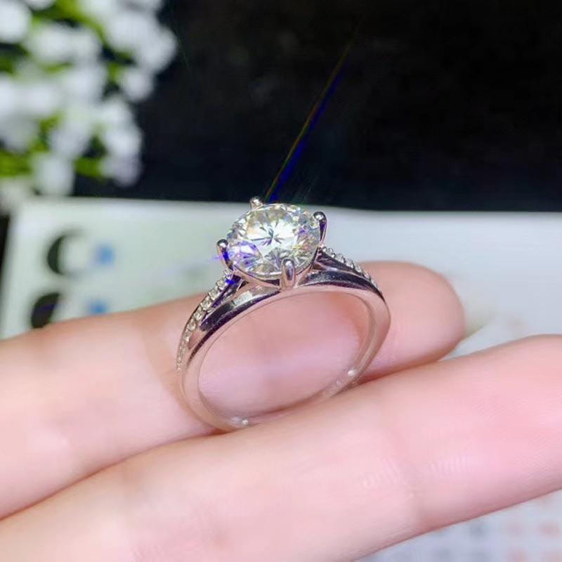 Moissanite Ring Platinum Plated Silver 1ct - 2ct Center Stone Options Moissanite Engagement Rings & Jewelry | Luxus Moissanite