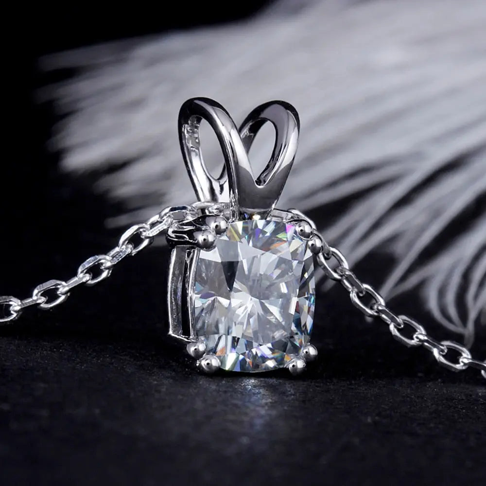 Moissanite Stone Best Necklace Platinum Plated Silver 1ct Moissanite Engagement Rings & Jewelry | Luxus Moissanite