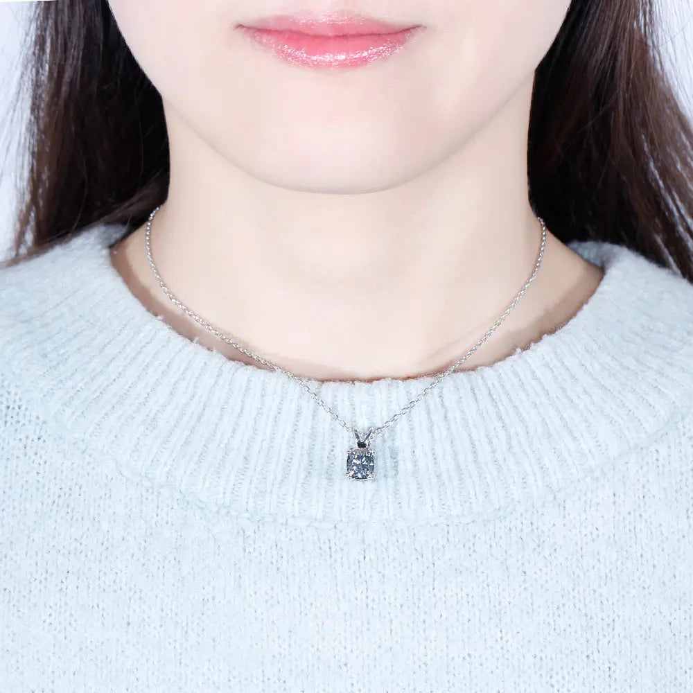 Moissanite Stone Best Necklace Platinum Plated Silver 1ct Moissanite Engagement Rings & Jewelry | Luxus Moissanite