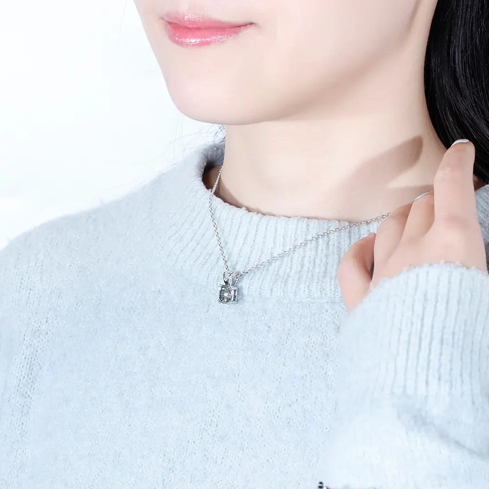 Moissanite Stone Best Necklace Platinum Plated Silver 1ct Moissanite Engagement Rings & Jewelry | Luxus Moissanite