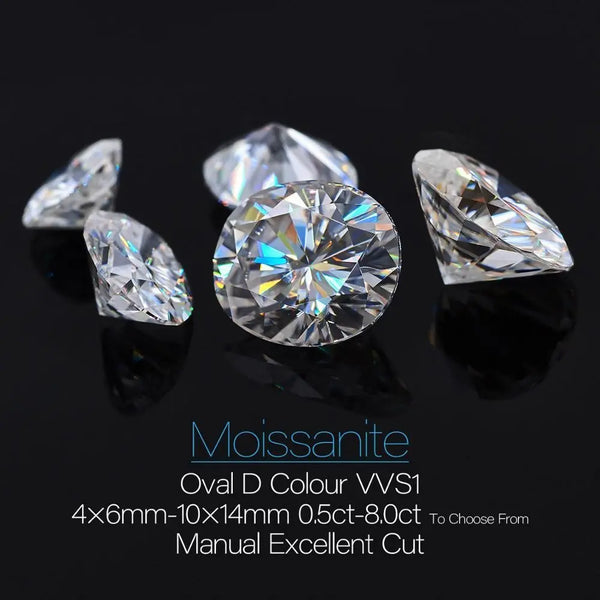 Oval Cut Moissanite Loose Stones 4x6mm (0.5ct) - 10x14mm (8ct) options - DE Moissanite Engagement Rings & Jewelry | Luxus Moissanite