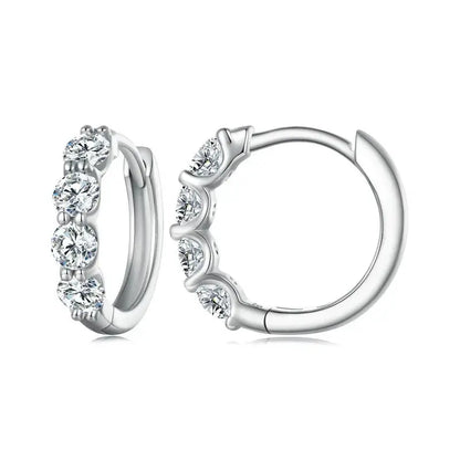 PLATINUM PLATED 925 SILVER MOISSANITE HOOP EARRINGS 0.8 CTW Moissanite Engagement Rings & Jewelry | Luxus Moissanite