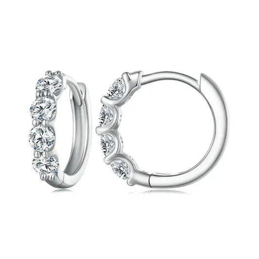 PLATINUM PLATED 925 SILVER MOISSANITE HOOP EARRINGS 0.8 CTW Moissanite Engagement Rings & Jewelry | Luxus Moissanite