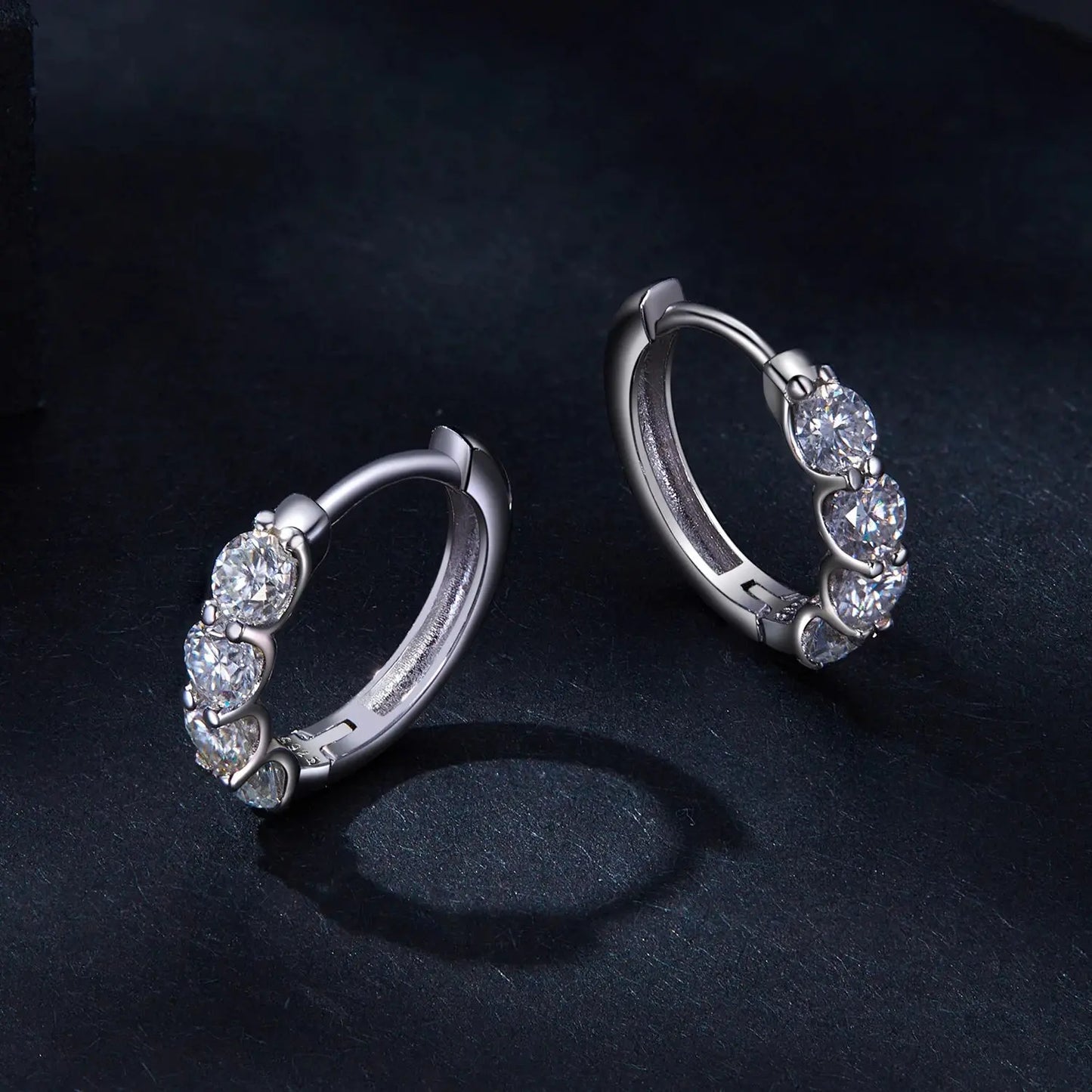 PLATINUM PLATED 925 SILVER MOISSANITE HOOP EARRINGS 0.8 CTW Moissanite Engagement Rings & Jewelry | Luxus Moissanite