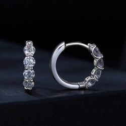 PLATINUM PLATED SILVER HOOP EARRINGS 0.8 CTW MOISSANITE Moissanite Engagement Rings & Jewelry | Luxus Moissanite