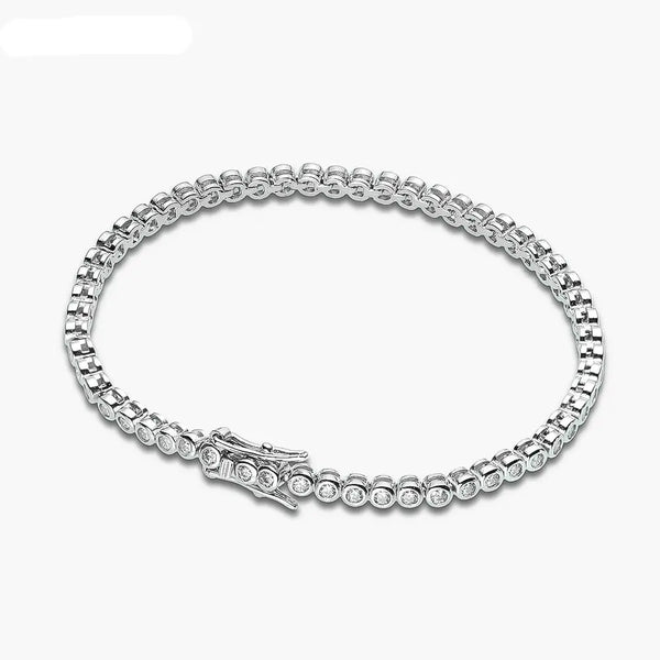 Plated 925 Silver Bezel Set Moissanite Tennis Bracelet Moissanite Engagement Rings & Jewelry | Luxus Moissanite