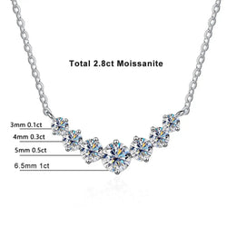 Plated 925 Sterling Silver Moissanite Necklace 2.8ct Total Moissanite Engagement Rings & Jewelry | Luxus Moissanite