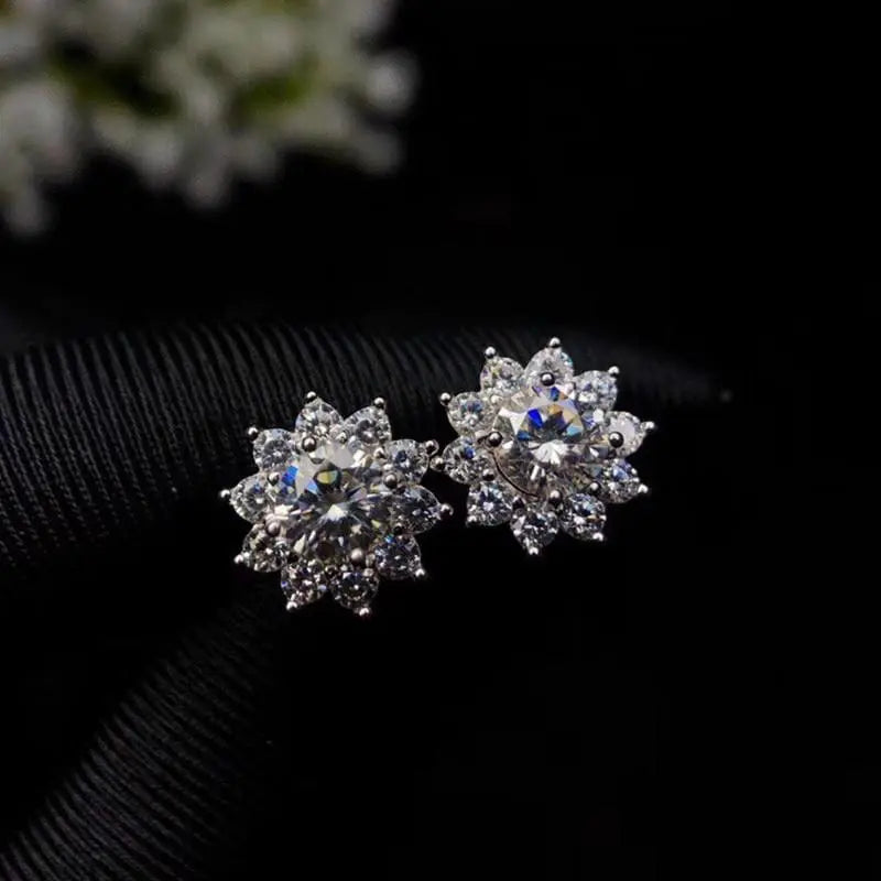 Platinum Plated 925 Silver Halo Stud Moissanite Earrings 1ctw Moissanite Engagement Rings & Jewelry | Luxus Moissanite