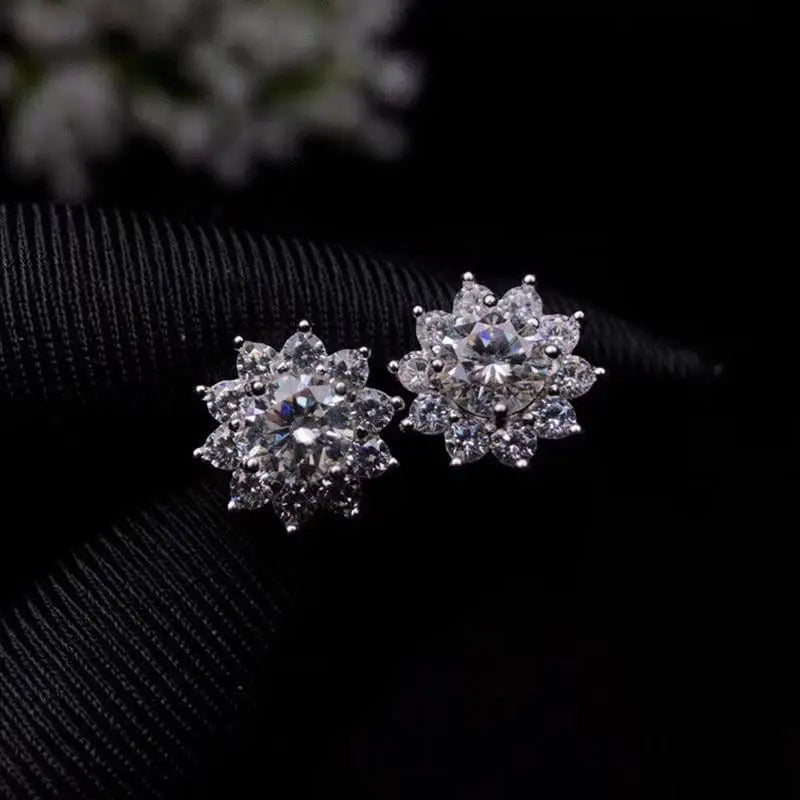 Platinum Plated 925 Silver Halo Stud Moissanite Earrings 1ctw Moissanite Engagement Rings & Jewelry | Luxus Moissanite