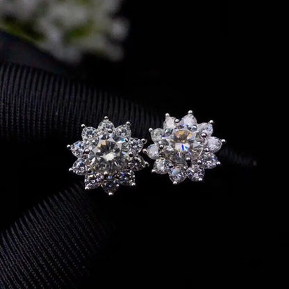 Platinum Plated 925 Silver Halo Stud Moissanite Earrings 1ctw Moissanite Engagement Rings & Jewelry | Luxus Moissanite