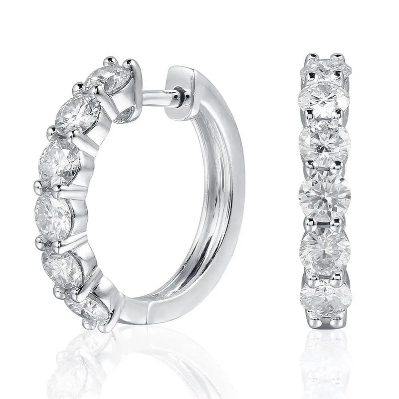 Platinum Plated 925 Silver Hoop Moissanite Earrings 1.8ctw Moissanite Engagement Rings & Jewelry | Luxus Moissanite