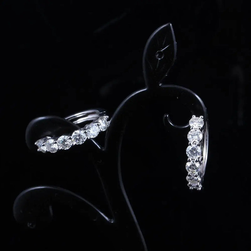 Platinum Plated 925 Silver Hoop Moissanite Earrings 1.8ctw Moissanite Engagement Rings & Jewelry | Luxus Moissanite
