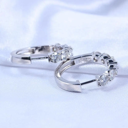 Platinum Plated 925 Silver Hoop Moissanite Earrings 1.8ctw Moissanite Engagement Rings & Jewelry | Luxus Moissanite