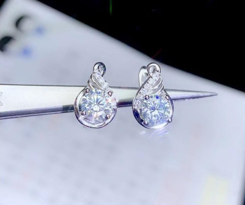 Platinum Plated 925 Silver Stud Moissanite Earrings 1ctw Moissanite Engagement Rings & Jewelry | Luxus Moissanite