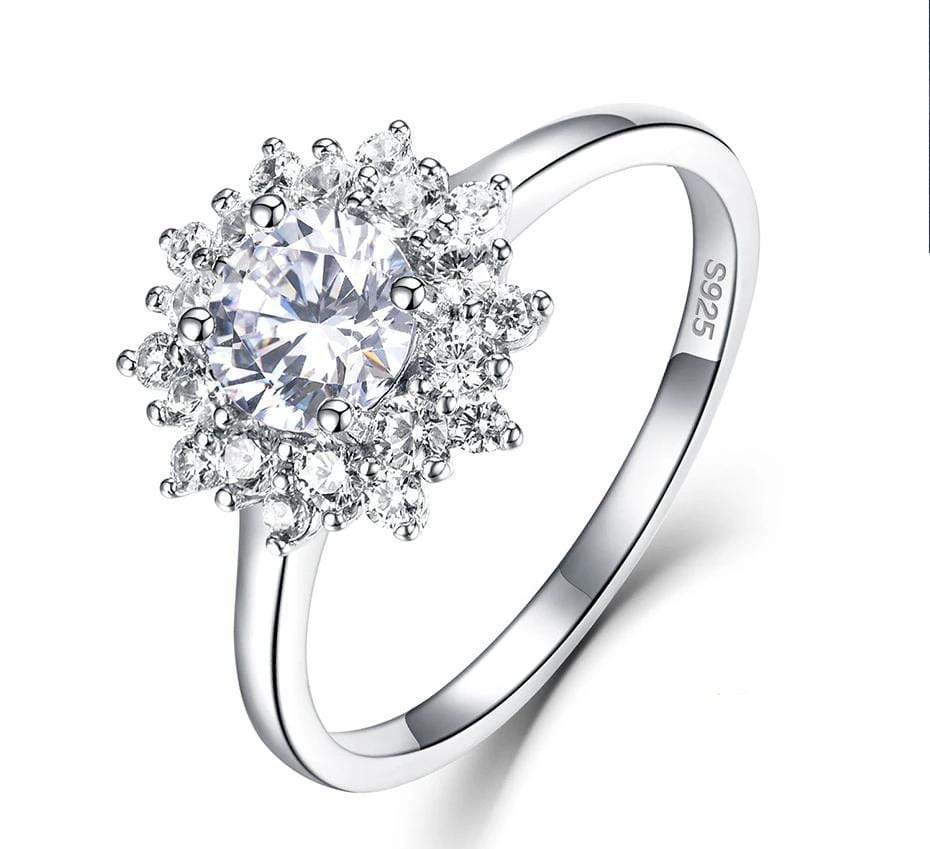 Platinum Plated Silver / Rose Gold Halo Moissanite Ring 0.7ct Moissanite Engagement Rings & Jewelry | Luxus Moissanite