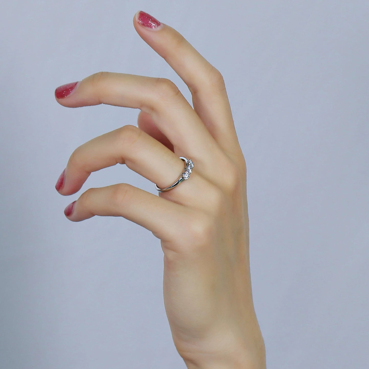 Platinum Plated Silver 3 Stone Moissanite Ring 0.75ct Total Moissanite Engagement Rings & Jewelry | Luxus Moissanite | 3 Stone Moissanite Ring