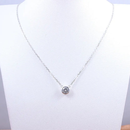 Platinum Plated Silver Bezel Set Moissanite Necklace 1ct Moissanite Engagement Rings & Jewelry | Luxus Moissanite