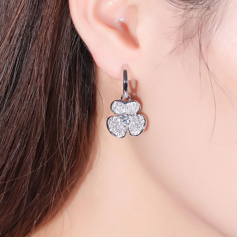 Platinum Plated Silver Clove Moissanite Earrings 2ctw Moissanite Engagement Rings & Jewelry | Luxus Moissanite