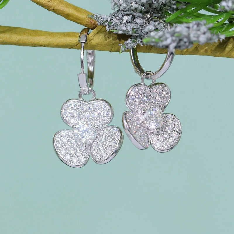 Platinum Plated Silver Clove Moissanite Earrings 2ctw Moissanite Engagement Rings & Jewelry | Luxus Moissanite