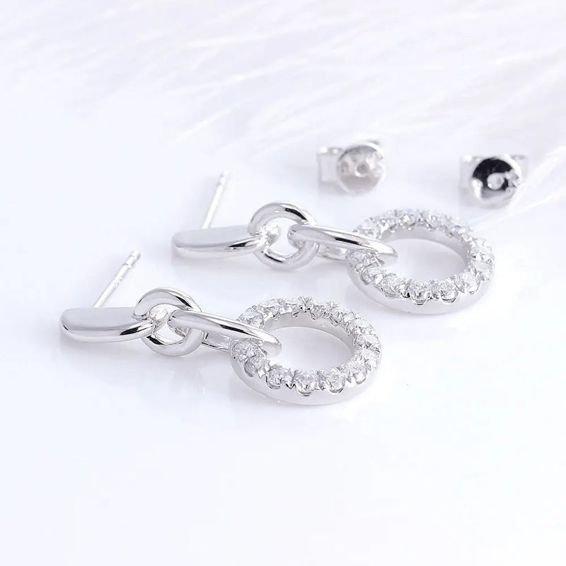 Platinum Plated Silver Drop / Dangle Moissanite Earrings 1ctw Moissanite Engagement Rings & Jewelry | Luxus Moissanite