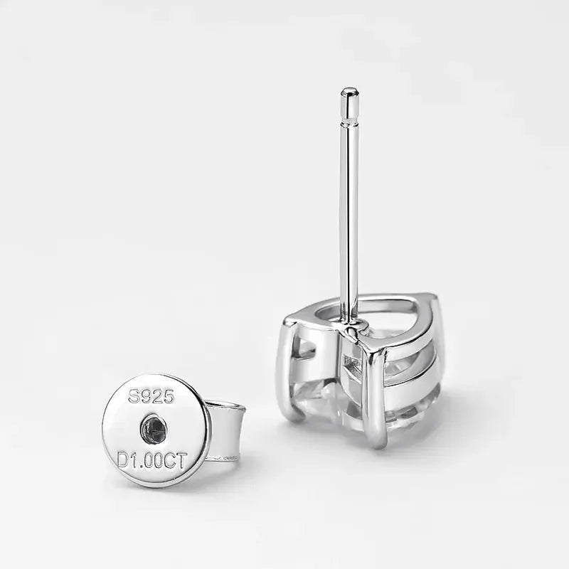 Platinum Plated Silver Heart Stud Moissanite Earrings 2, 4, or 8 ctw Moissanite Engagement Rings & Jewelry | Luxus Moissanite