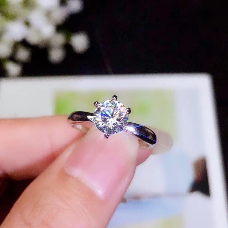 Platinum Plated Silver Hidden Halo Moissanite Ring 1ct & 2ct Options Moissanite Engagement Rings & Jewelry | Luxus Moissanite