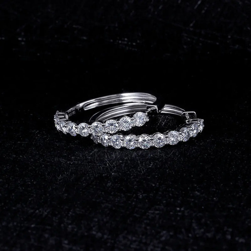 Platinum Plated Silver Hoop Moissanite Earrings 3.4ctw Moissanite Engagement Rings & Jewelry | Luxus Moissanite