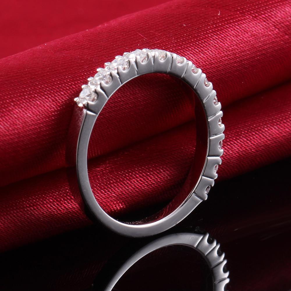 Platinum Plated Silver Moissanite Anniversary Band 13 Stones .40ctw Moissanite Engagement Rings & Jewelry | Luxus Moissanite