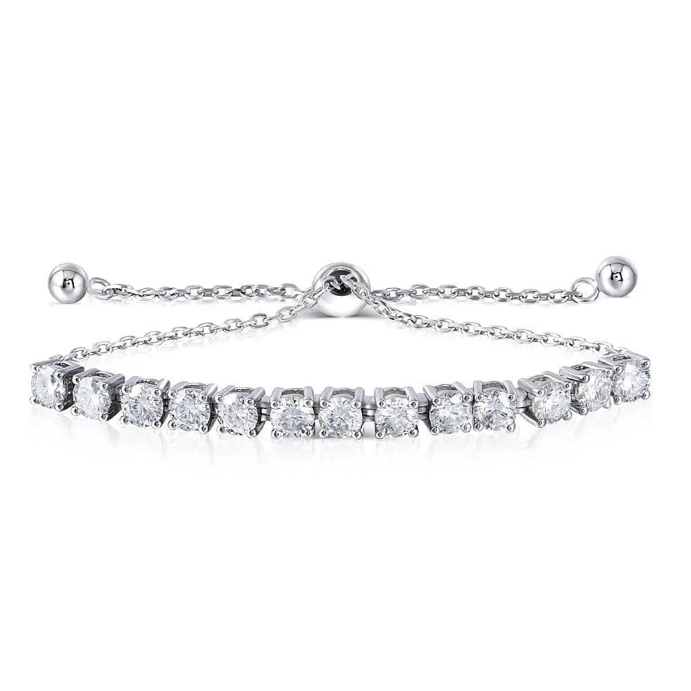 Platinum Plated Silver Moissanite Bracelet 3.25ctw Moissanite Engagement Rings & Jewelry | Luxus Moissanite | Platinum Plated Bracelet