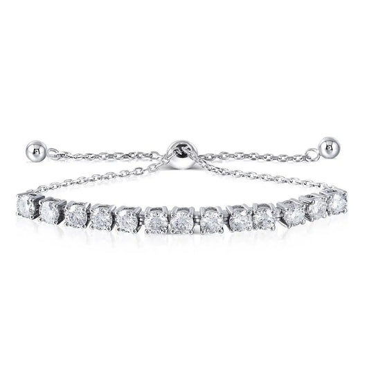 Platinum Plated Silver Moissanite Bracelet 3.25ctw Moissanite Engagement Rings & Jewelry | Luxus Moissanite | Platinum Plated Bracelet 