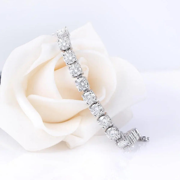 Platinum Plated Silver Moissanite Bracelet 3.25ctw Moissanite Engagement Rings & Jewelry | Luxus Moissanite