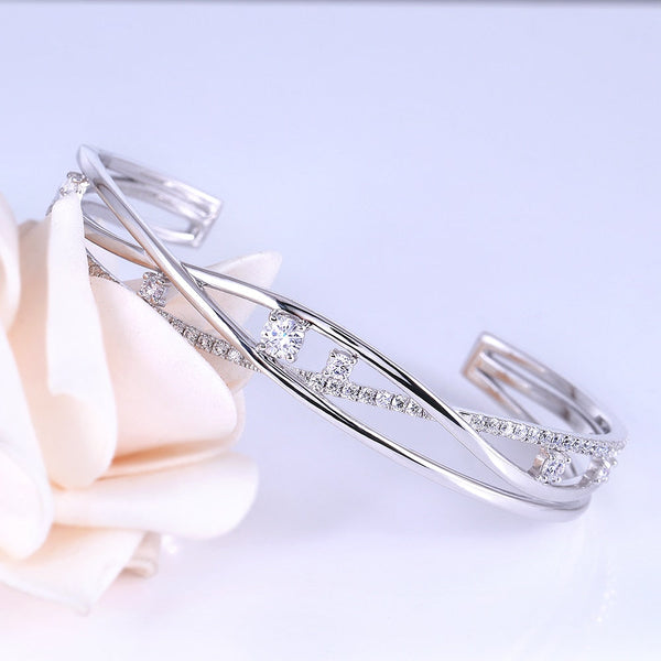 Platinum Plated Silver Moissanite Bracelet 6.025ctw Moissanite Engagement Rings & Jewelry | Luxus Moissanite